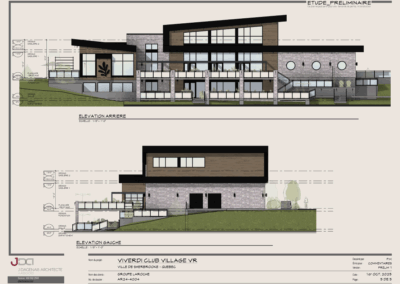 Élévation arrière et élévation gauche du pavillon principal