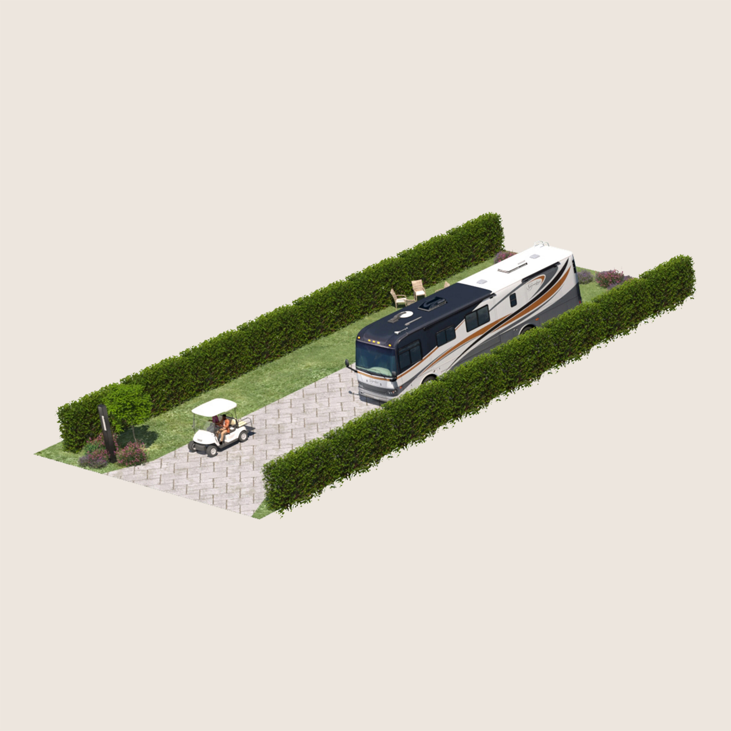 Plan du terrain type A, vue 45 degré